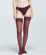 チェック柄ガーターストッキング / Black