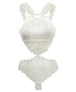 Light Petal カッティングデザインレースボディスーツ,テディ