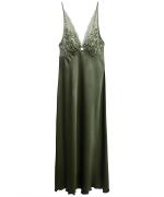 Silver Touch レースコンビロングドレス